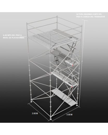 Torre a 8 mts de 3.00 x 3.00 placas con sistema de canastilla