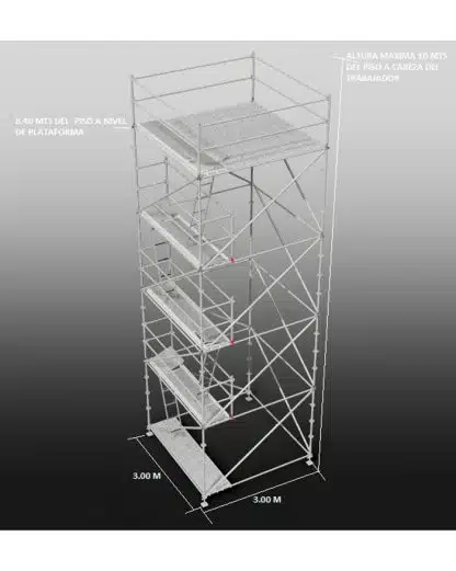 Torre de 3.00 x 3.00 m alt max 10 Mts placas