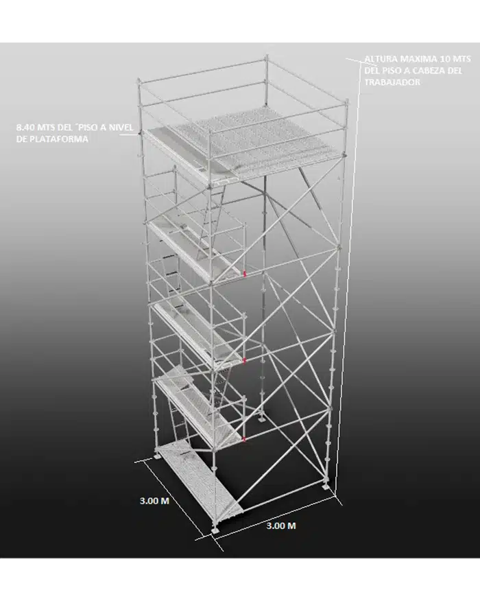 TORRE DE 3.00 X 3.00 M ALT MAX 10 MTS PLACAS